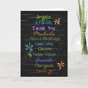 Cartão De Agradecimento Obrigado em idiomas estrangeiros