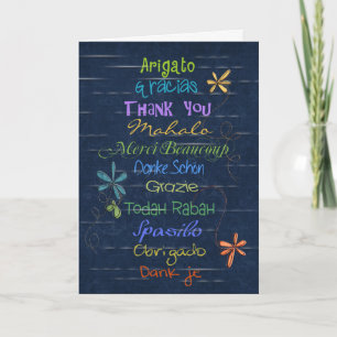 Cartão De Agradecimento Obrigado em línguas estrangeiras