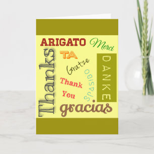 Cartão De Agradecimento Obrigado em muitas línguas Design de tipografia