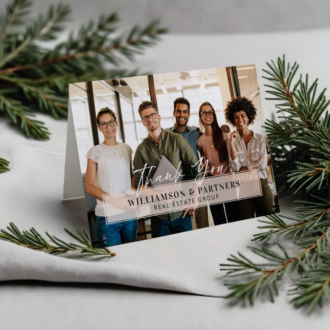 Cartão De Agradecimento Obrigado Empresa Profissional Foto Rosa Placa (Thank You Professional Company Photo Pink Plaque)