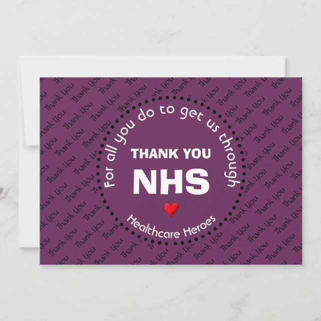Cartão De Agradecimento Obrigado Enfermeiras NHS Healthcare Heroes GRAPE (Frente)
