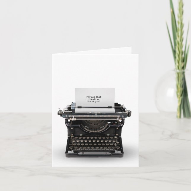 Cartão De Agradecimento Obrigado Escrita Vintage (Frente)