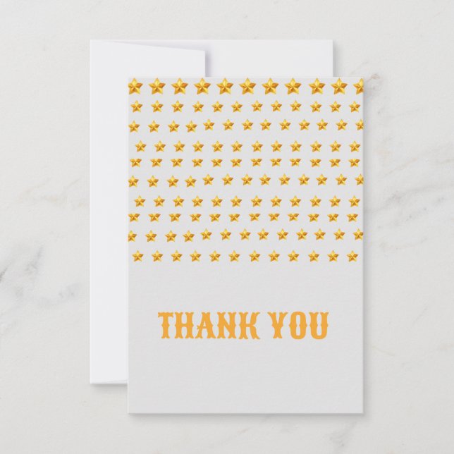 Cartão De Agradecimento obrigado estrelado Dourado, suas placas planas (Frente)