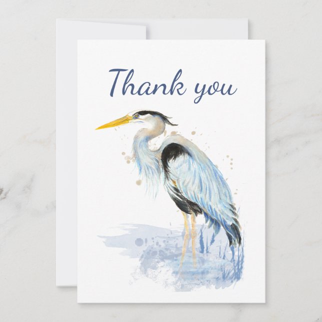 Cartão De Agradecimento Obrigado, Excelente Blue Heron Bird Nature Art (Frente)