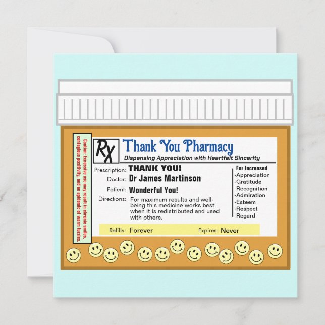 Cartão De Agradecimento Obrigado Farmácia (Frente)