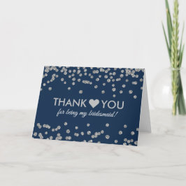 Cartão De Agradecimento Obrigado Faux Glitter Confete Azul Marinho Prata