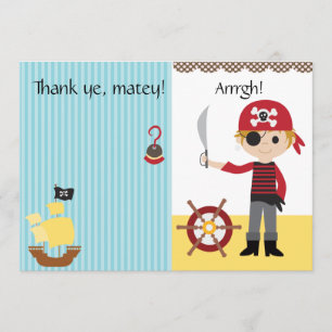 Cartão De Agradecimento Obrigado feito sob encomenda do menino do pirata