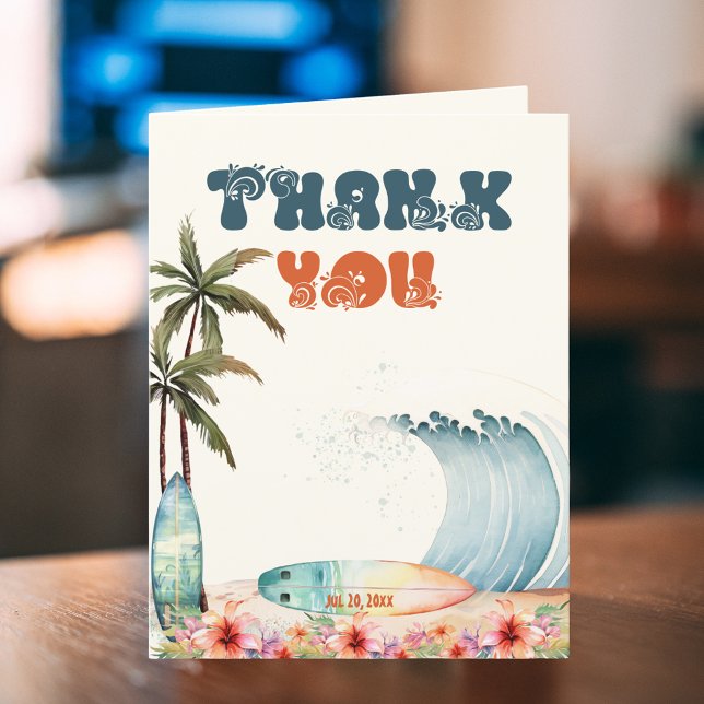 Cartão De Agradecimento Obrigado Festa de Aniversário Onda de Aquarela (Criador carregado)