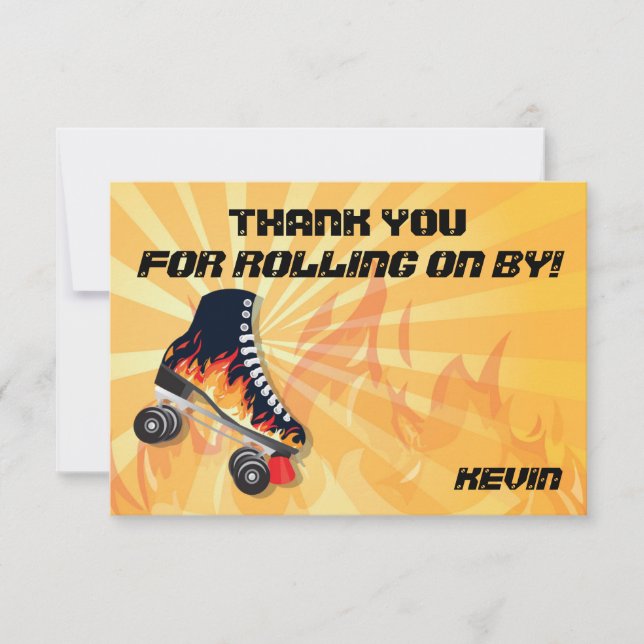 Cartão De Agradecimento Obrigado flamejante do partido da patinagem de (Frente)