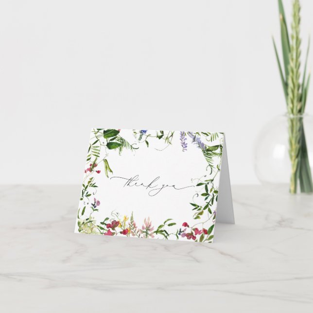 Cartão De Agradecimento Obrigado Flor Silvestre de Verão (Frente)