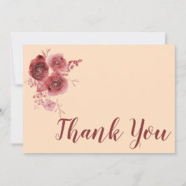 Cartão De Agradecimento Obrigado floral borgonha