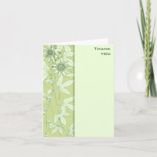 Cartão De Agradecimento Obrigado floral botânico verde do Celadon você