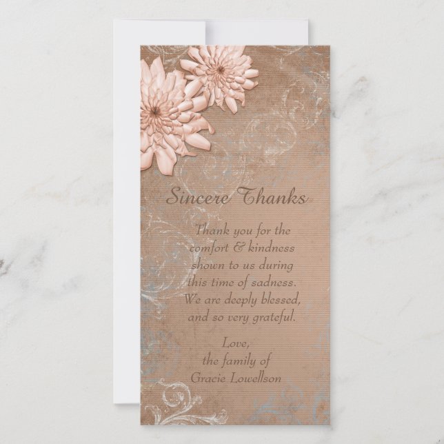 Cartão De Agradecimento Obrigado floral da simpatia de Ecru Tan você (Frente)