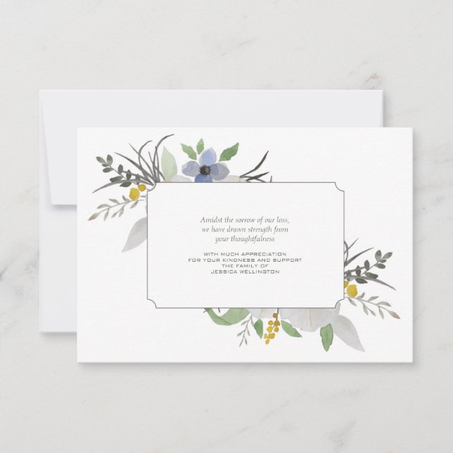 Cartão De Agradecimento Obrigado floral da simpatia você Notecard (Frente)