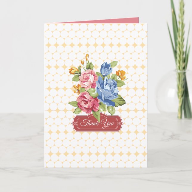 Cartão De Agradecimento Obrigado floral & das pérolas você (Frente)