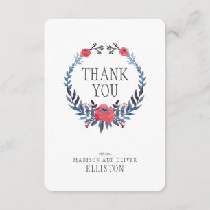 Cartão De Agradecimento Obrigado floral das rosas vermelhas da aguarela