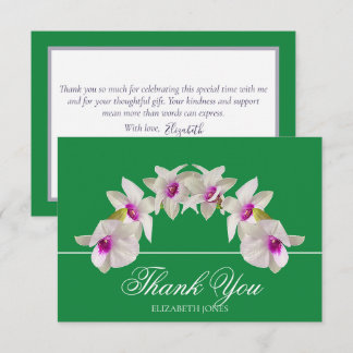 Cartão De Agradecimento Obrigado Floral de Orquídea Branca Elegante Modern