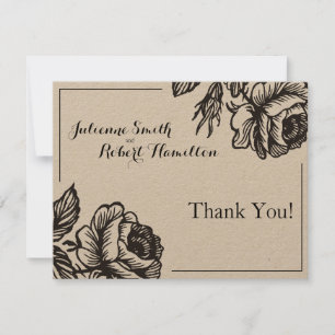 Cartão De Agradecimento Obrigado floral do casamento dos rosas chiques