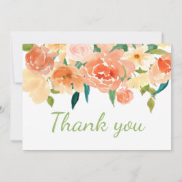 Cartão De Agradecimento Obrigado floral do chá de fraldas do pêssego |