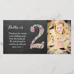 Cartão De Agradecimento Obrigado floral do segundo aniversário das menina