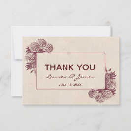 Cartão De Agradecimento Obrigado floral do vintage você 3.5x5 mim botânico