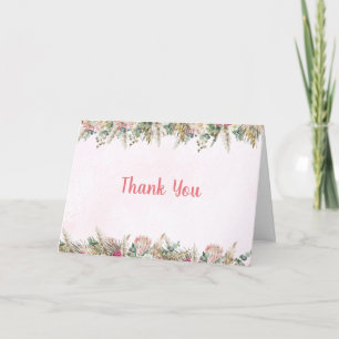 Cartão De Agradecimento Obrigado Floral Dobrado de Grama de Pampas Boho Ro