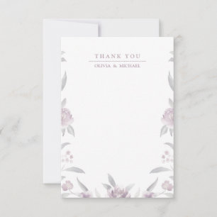 Cartão De Agradecimento Obrigado floral elegante do casamento do