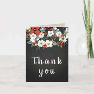 Cartão De Agradecimento Obrigado Floral Ousado Colorido Escuro Chique