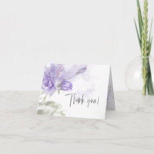 Cartão De Agradecimento Obrigado Floral Roxo Pintado