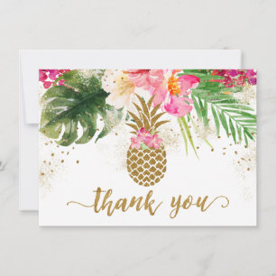 Cartão De Agradecimento Obrigado floral tropical do chá de fraldas do