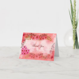 Cartão De Agradecimento Obrigado flores aquáticas e coração