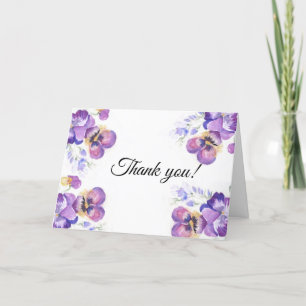 Cartão De Agradecimento Obrigado flores de amor-perfeito roxas