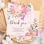 Cartão De Agradecimento Obrigado, flores silvestres, chá pastel<br><div class="desc">Adicione seus cartões de agradecimento personalizados ao seu bebê ou chá de panela com este original e bonito campo de flores silvestres em flores cor-de-rosa pastel,  roxo,  laranja e verde e folhas em um prato rosa pincel verde edível.</div>