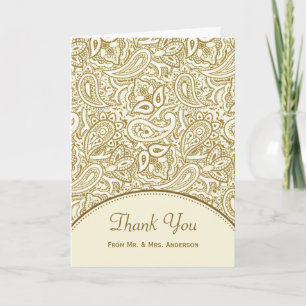 Cartão De Agradecimento Obrigado Foto Casamento Luxo Dourado Marfim Paisle