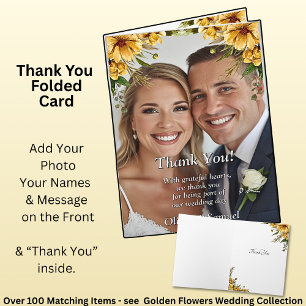 Cartão De Agradecimento Obrigado - Foto com Conjunto de Casamentos de Flor