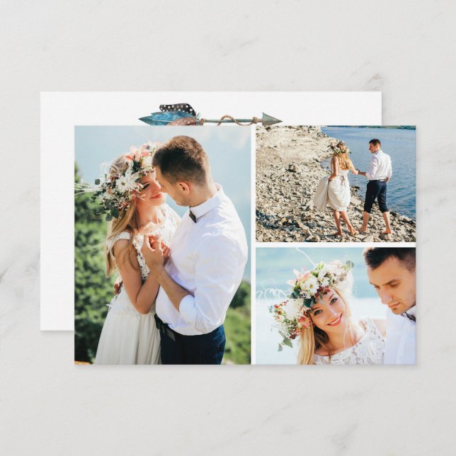 Cartão De Agradecimento Obrigado Foto Da Seta De Penas De Turquesa Rusta (Frente/Verso)