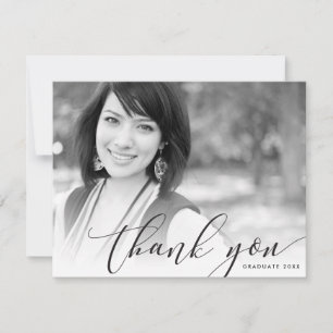 Cartão De Agradecimento OBRIGADO FOTOGRÁFICO caligrafia moderna luxe preto