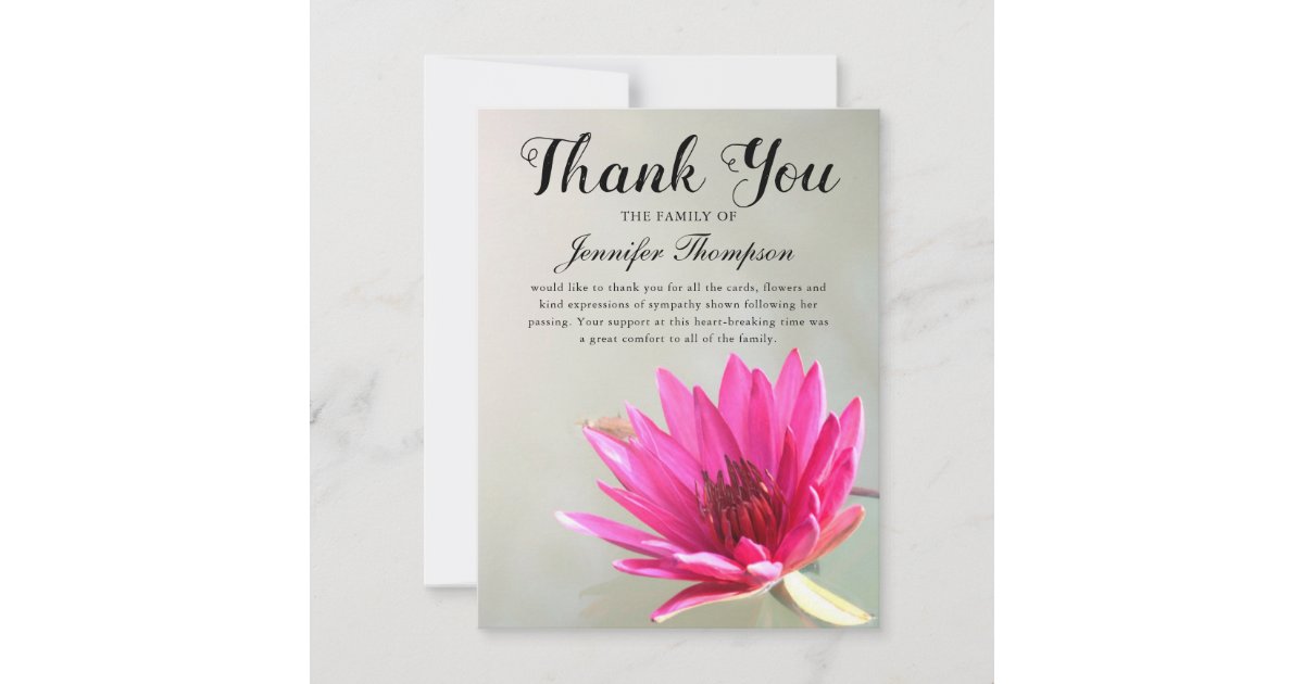 Cartão De Agradecimento Obrigado fúnebre você falecimento cor-de-rosa