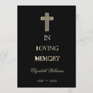 Cartão De Agradecimento Obrigado fúnebre você preto elegante e ouro