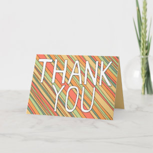Cartão De Agradecimento Obrigado Funky Stripes