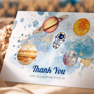 Cartão De Agradecimento Obrigado Galáxia de Planetas Fogueiros Externos