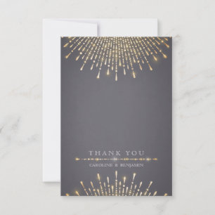 Cartão De Agradecimento Obrigado Glam do casamento vintage do deco do