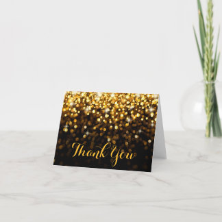 Cartão De Agradecimento Obrigado Glam do Glitz preto Dourado de Hollywood