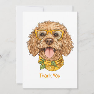 Cartão De Agradecimento Obrigado Goldendoodle Cachorro Óculos de Sol Laran