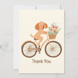 Cartão De Agradecimento Obrigado Goldendoodle Dog Biking Flowers