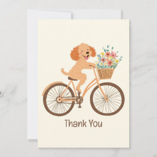 Cartão De Agradecimento Obrigado Goldendoodle Dog Biking Flowers
