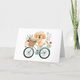 Cartão De Agradecimento Obrigado Goldendoodle Dog Biking Flowers