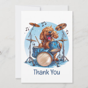 Cartão De Agradecimento Obrigado Goldendoodle Tocando Bateria