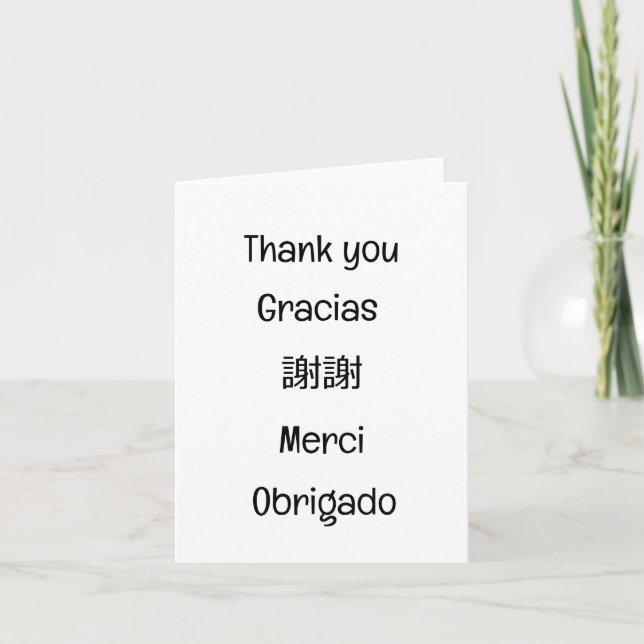 Cartão De Agradecimento Obrigado-Gracias-謝-謝-Merci-Vazio (Frente)