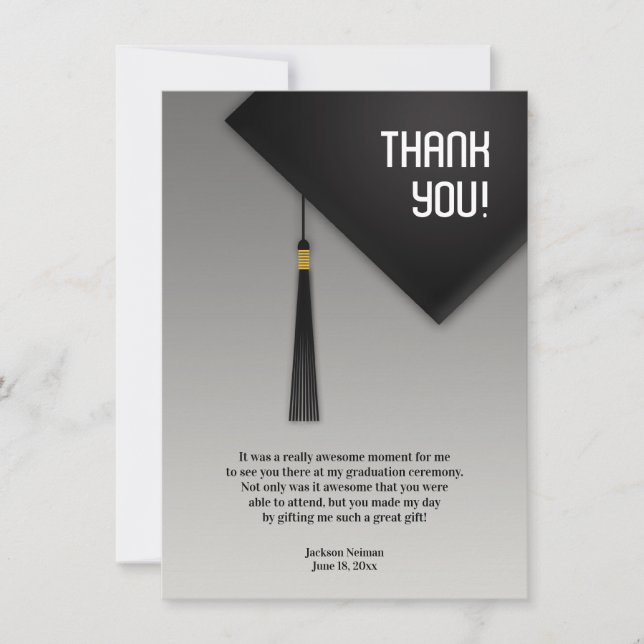 Cartão De Agradecimento Obrigado Graduação Black Hat (Frente)